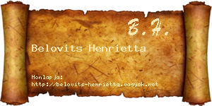 Belovits Henrietta névjegykártya